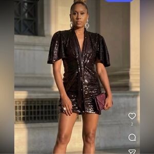 Zara Black Sequin Asymmetrical Dress